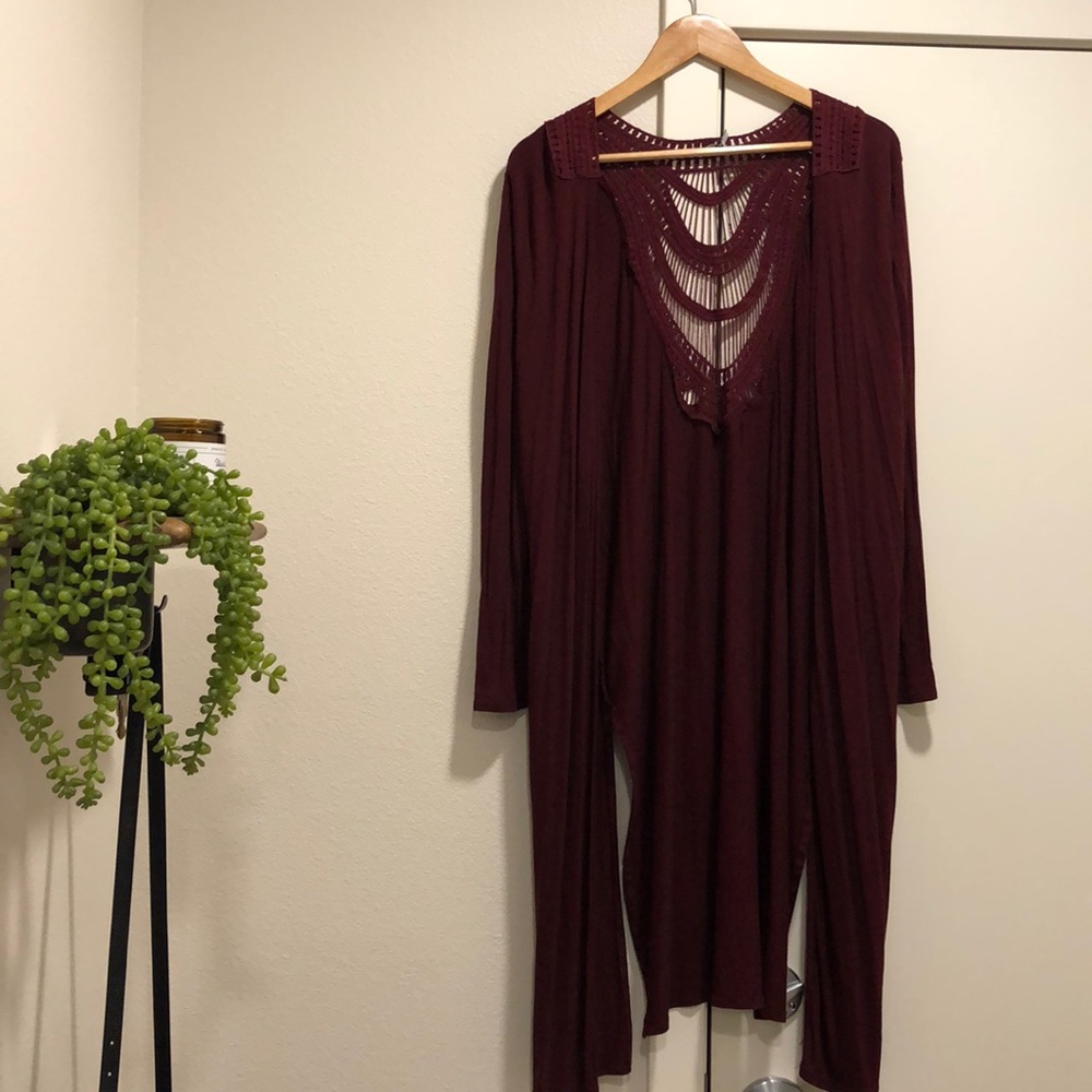 Earthbound maroon long length cardigan